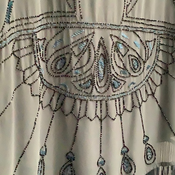 FREE PEOPLE CELESTIAL BEADED FRINGE FLAPPER BOHO V NECK DRESS WOMEN’S Sz M - Picture 13 of 16